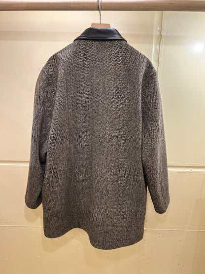 Cale Wool Herringbone Coat -Brown-