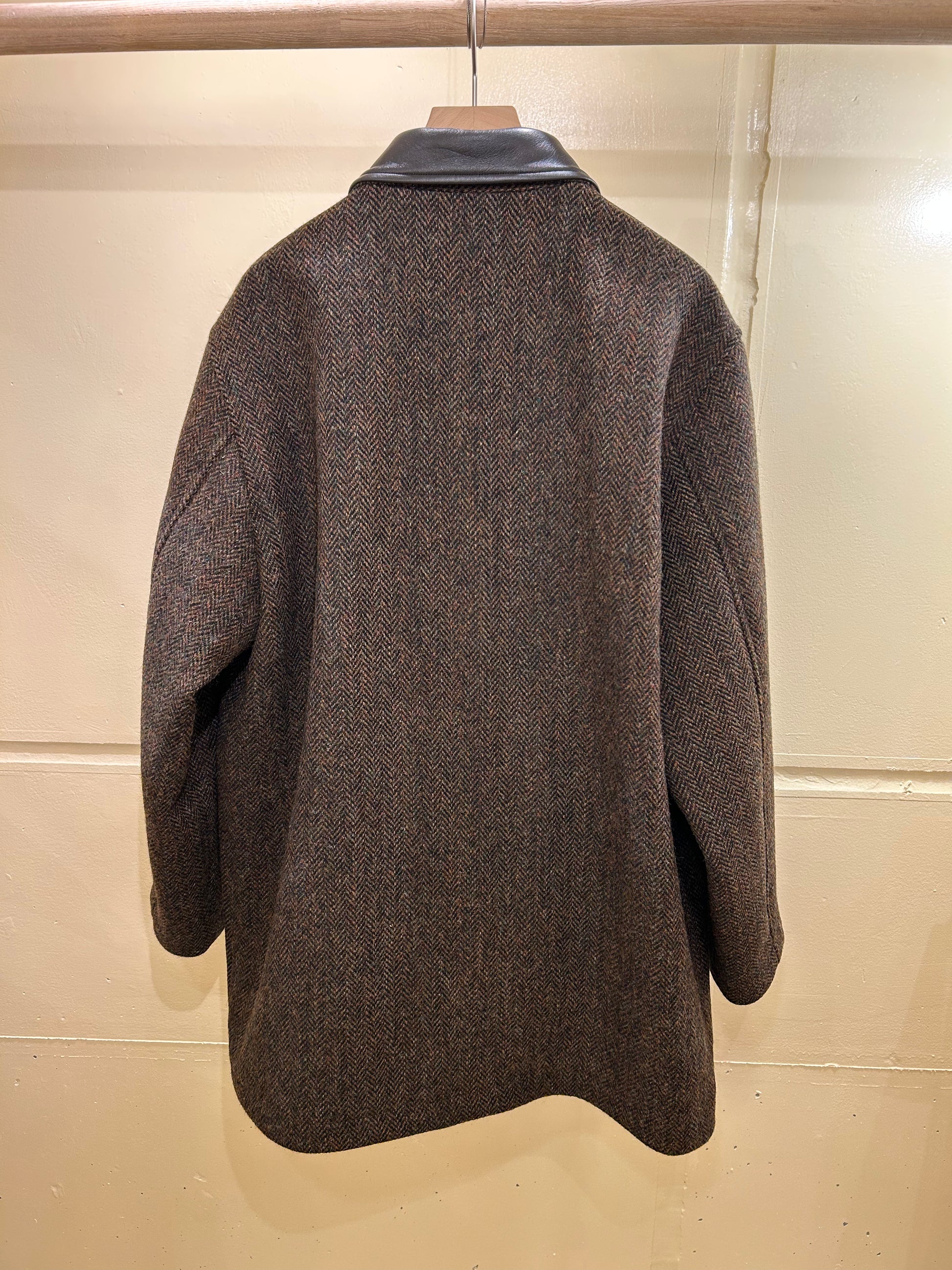 Cale Wool Herringbone Coat -Dark Brown-