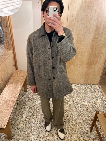 Cale Wool Herringbone Coat -Brown-