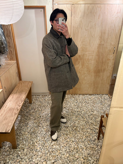 Cale Wool Herringbone Coat -Brown-