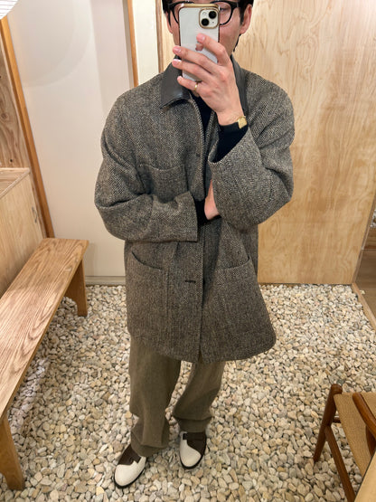 Cale Wool Herringbone Coat -Brown-