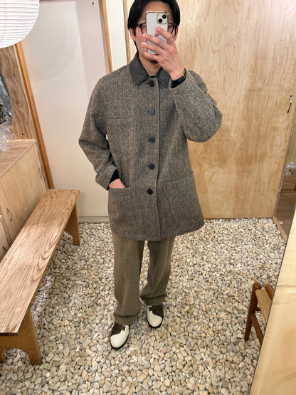 Cale Wool Herringbone Coat -Brown-