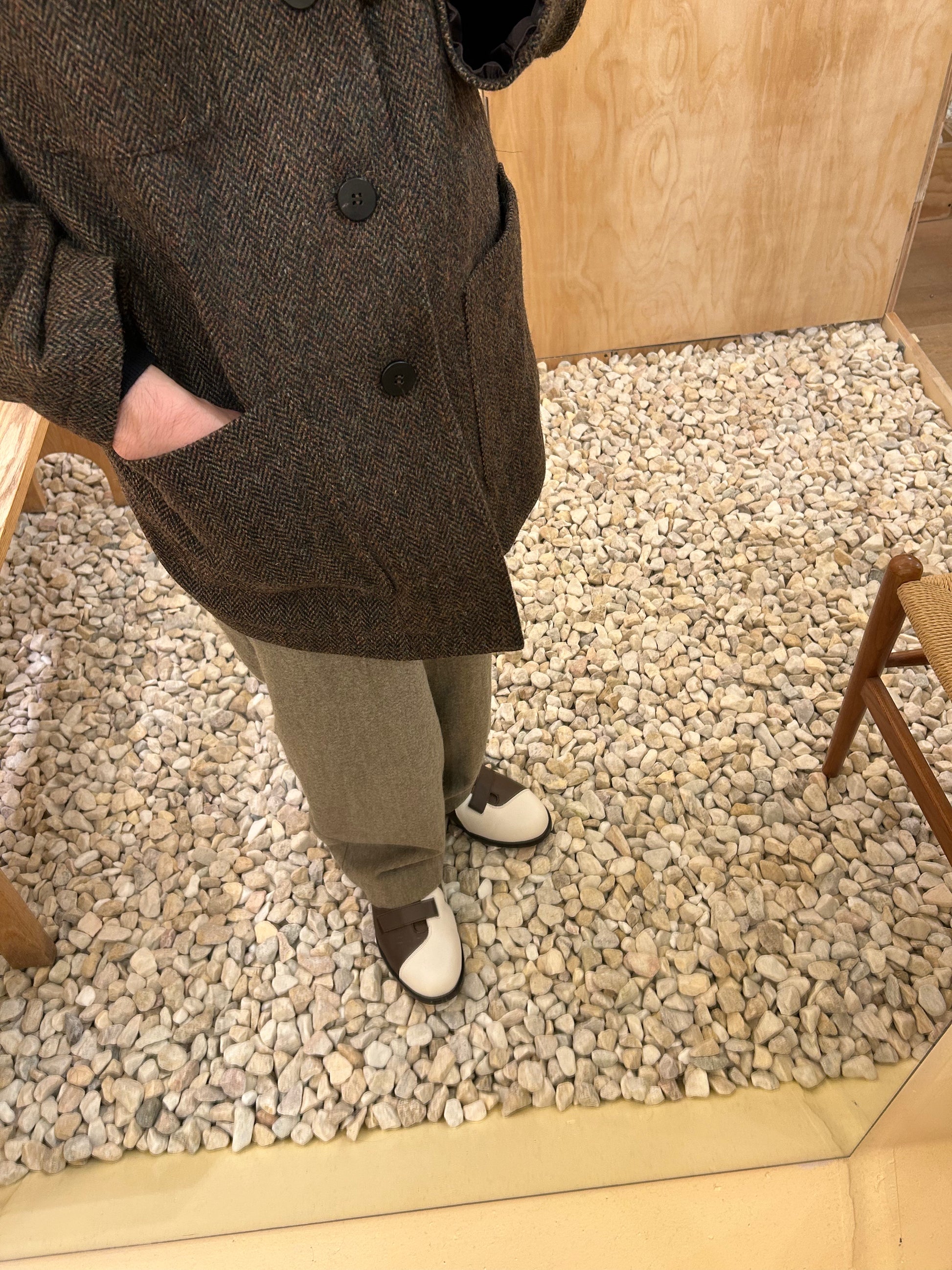 Cale Wool Herringbone Coat -Dark Brown-