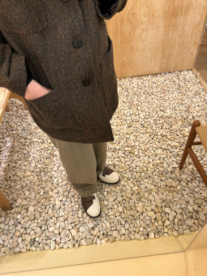 Cale Wool Herringbone Coat -Dark Brown-