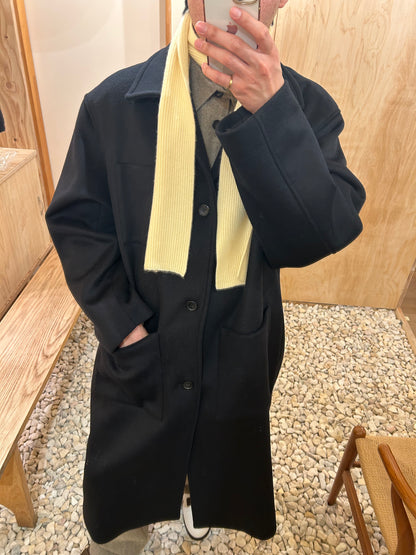 FUJI WOOL CASHMERE BALMACAAN COAT -Black-