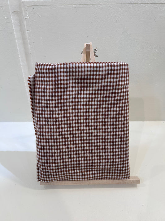 Deadstock Brown Gingham Check Fabric