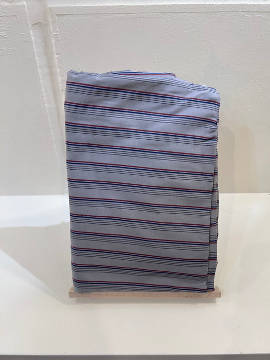 Grey Base Purple / Blue Stripe Fabric