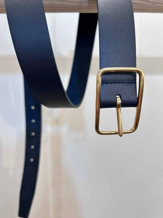 Cale Cow hide reversible belt -Navy-