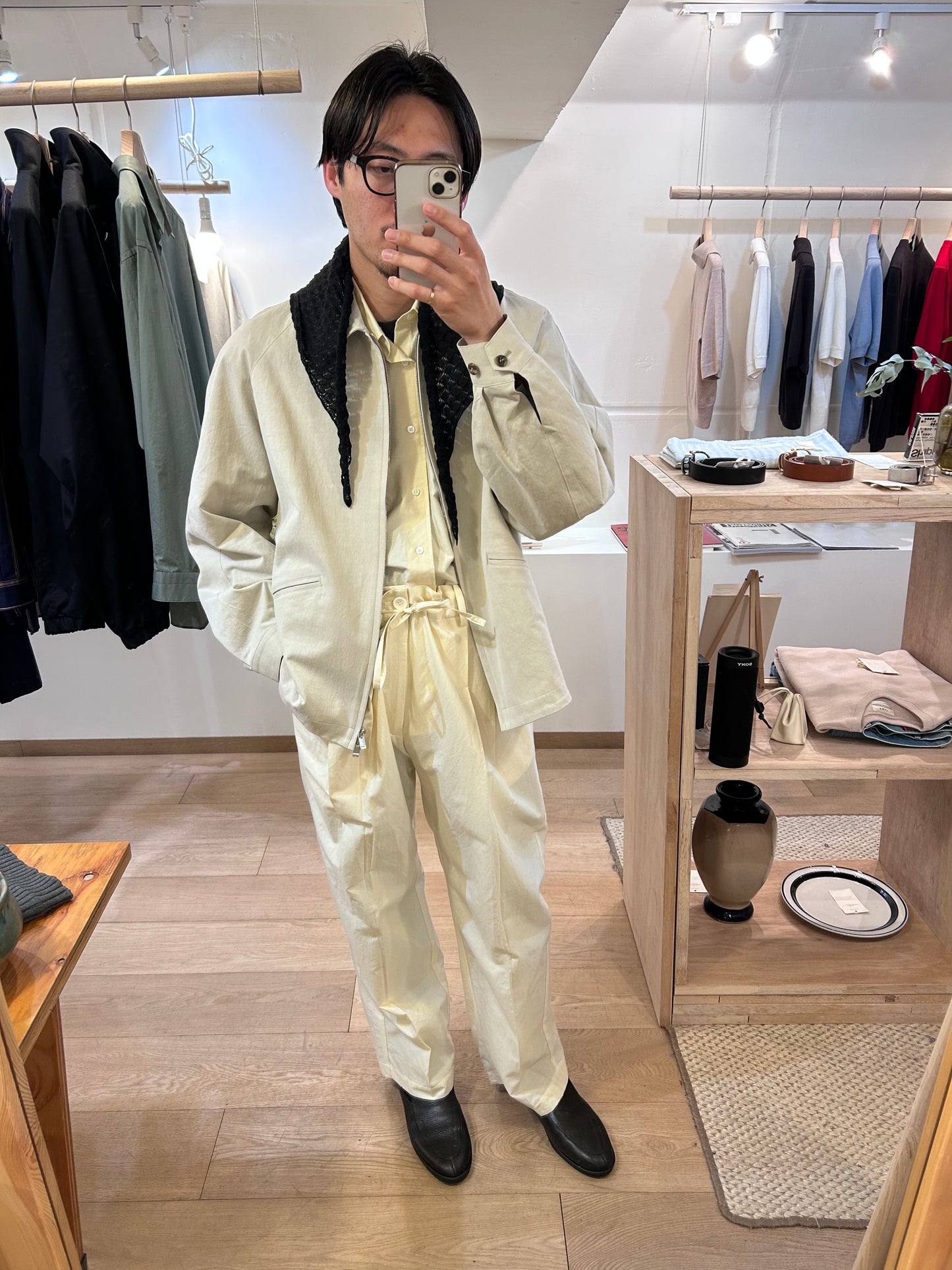 Ernie Palo Open Work Knit Scarf -Black-