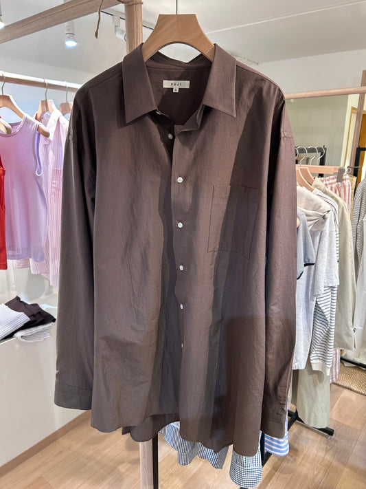 FUJI SILK COTTON STANDARD SHIRT(brown)
