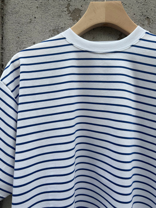 FUJI SUPIMA COTTON BORDER S/S T-SHIRTS -White-