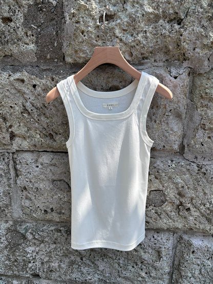 FUJI COTTON SQUARE TANK TOP(off white)