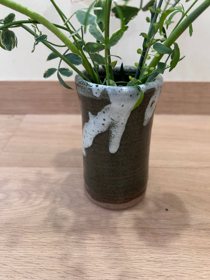 White patterned ceramic vase