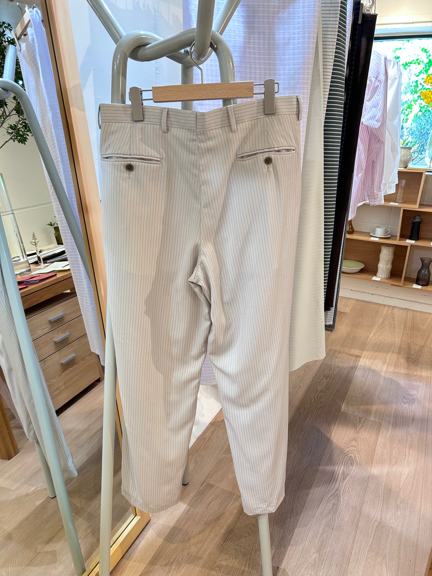 Blue pinstripe slacks