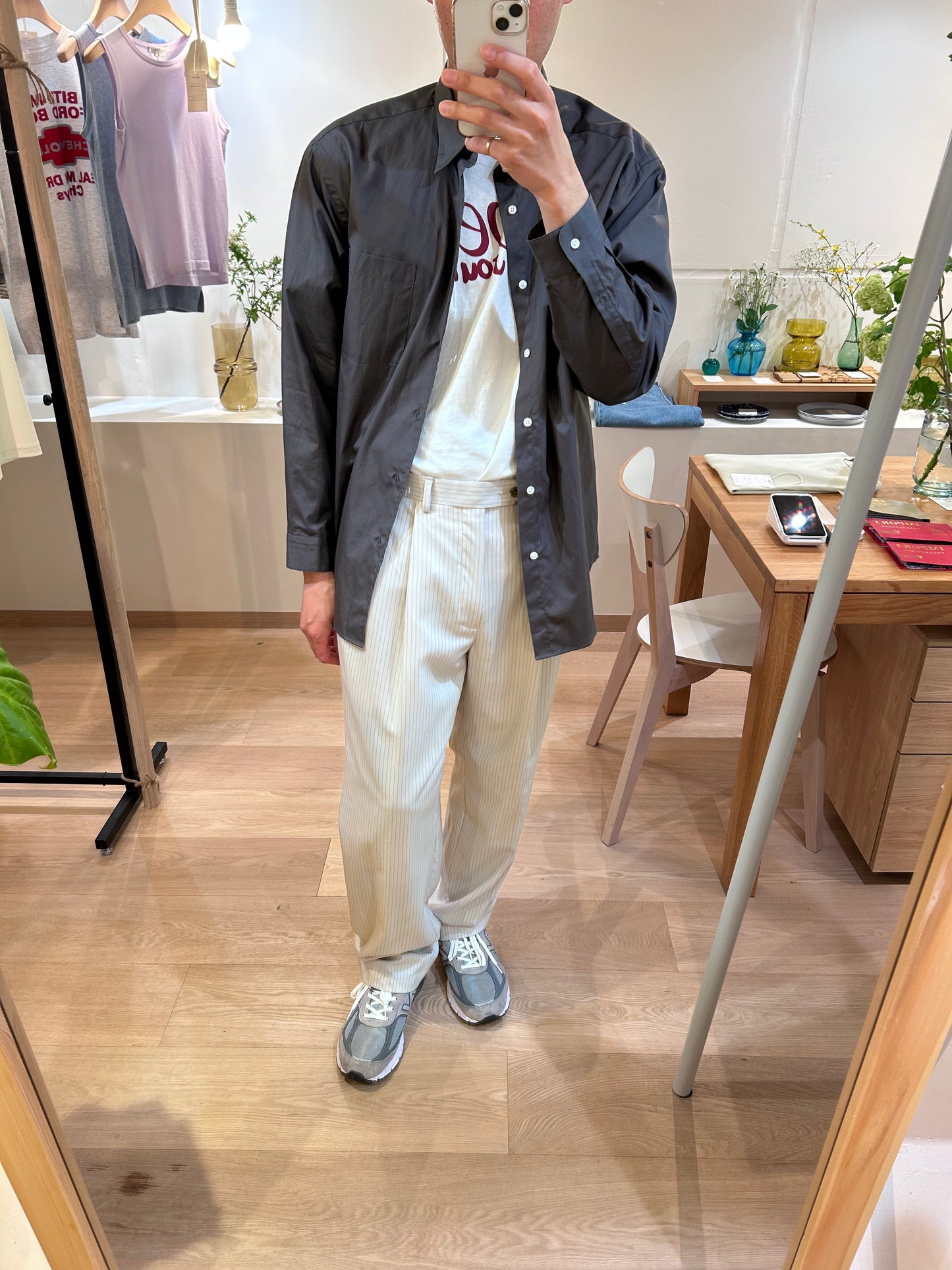 Blue pinstripe slacks