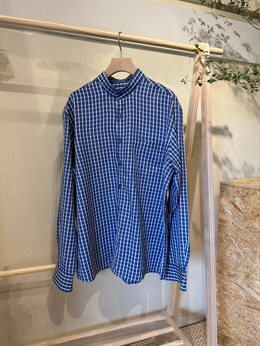 gingham check stand color shirt