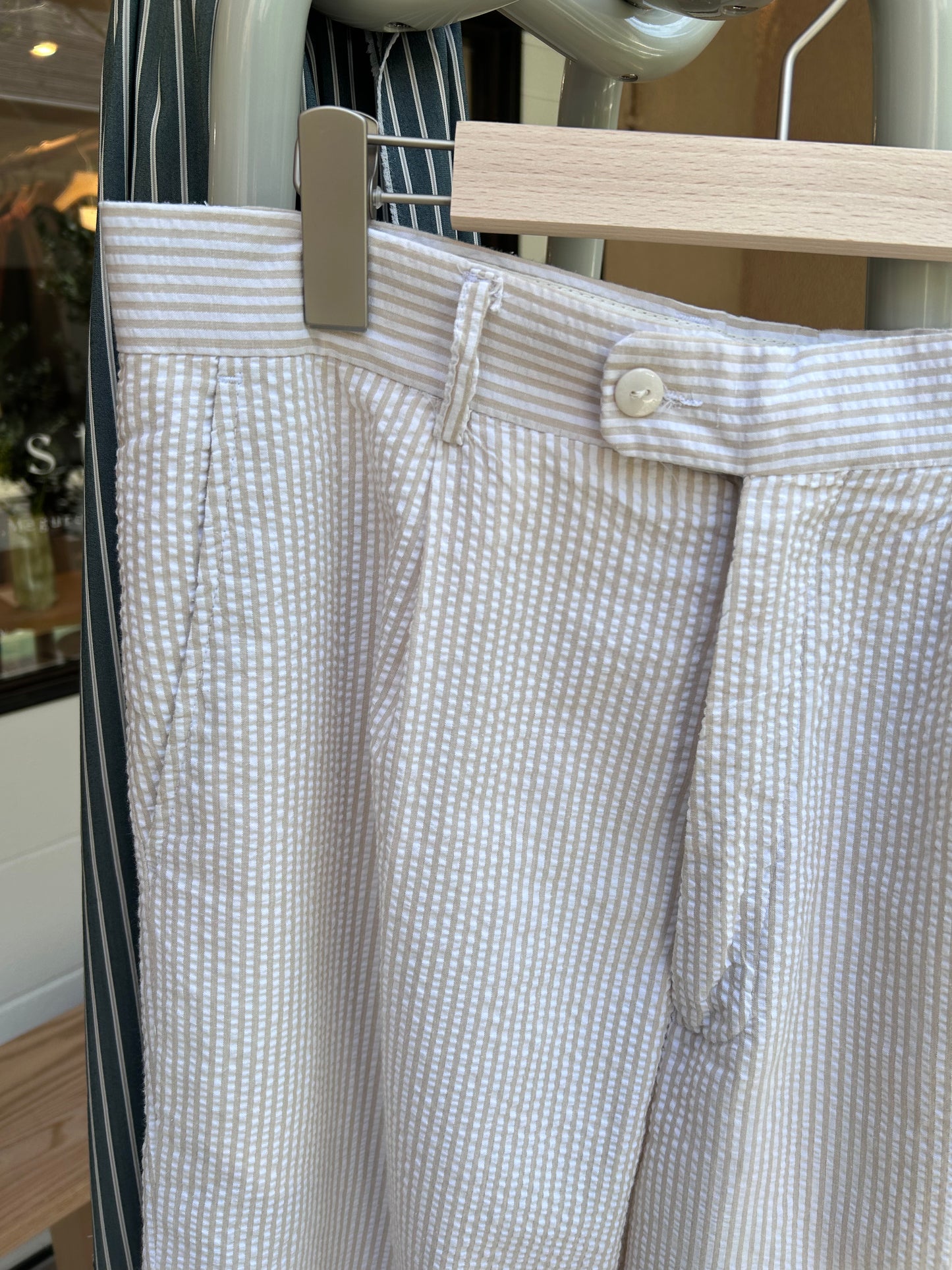 Beige striped slacks