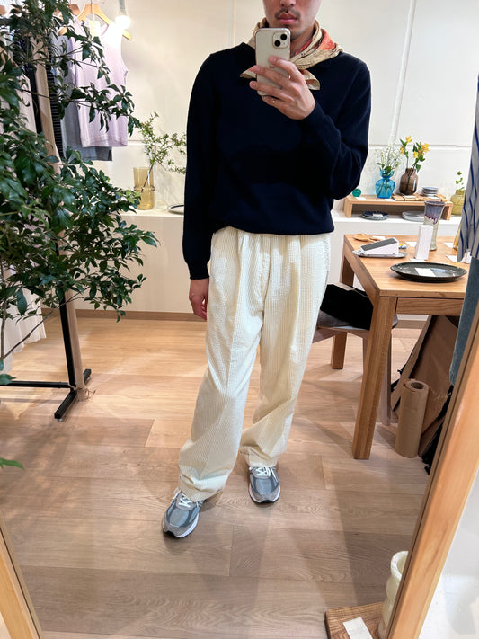 Beige striped slacks