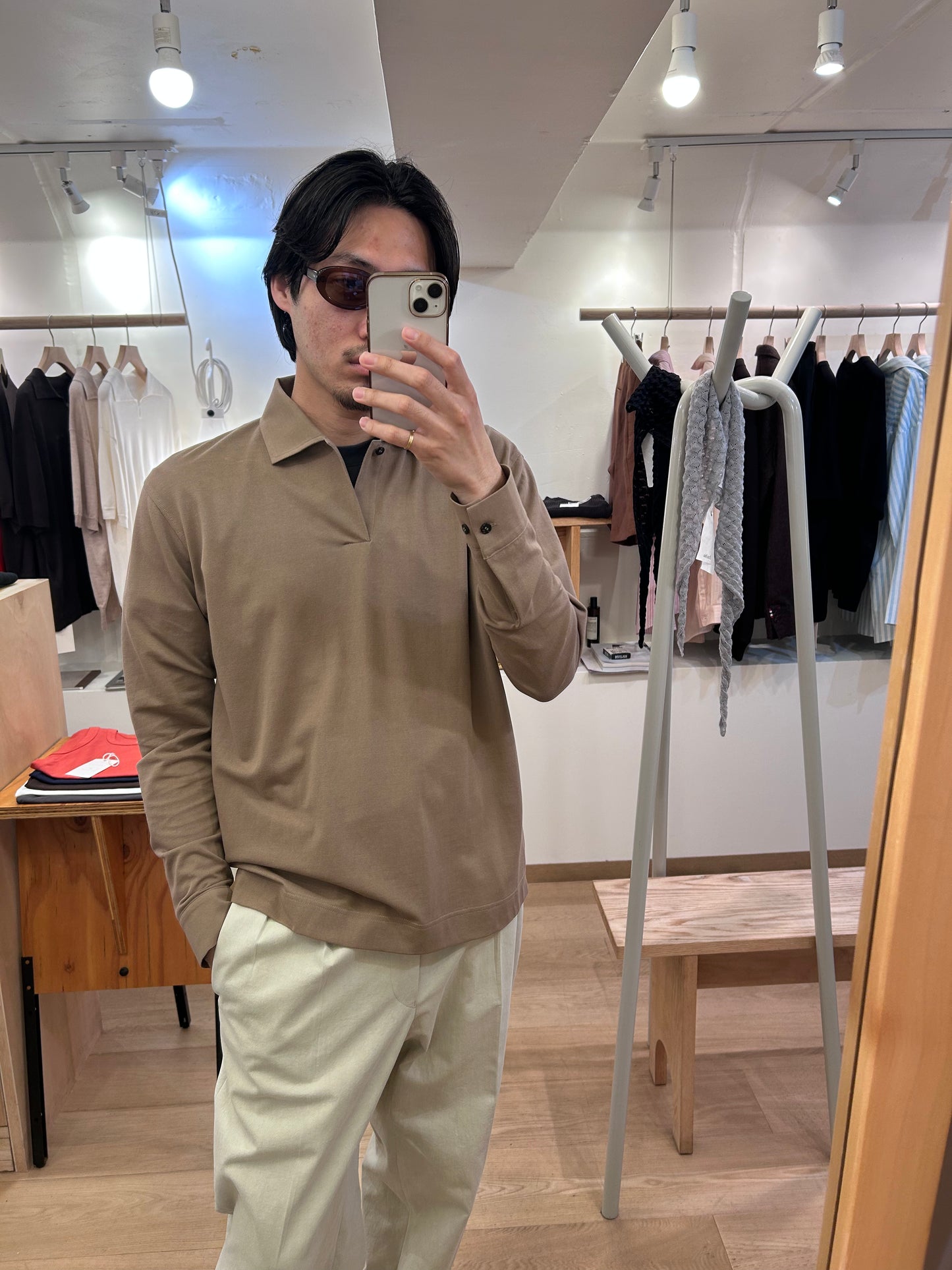 Cale Supima Kanoko One Button Long Sleeve -Taupe-