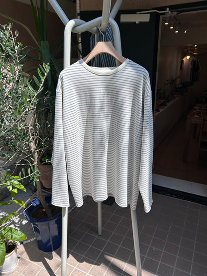 FUJI Pure cotton Border L/S T-shirt(smoke)