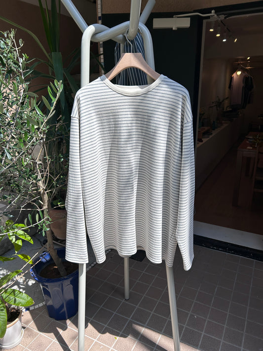 FUJI Pure cotton Border L/S T-shirt(smoke)