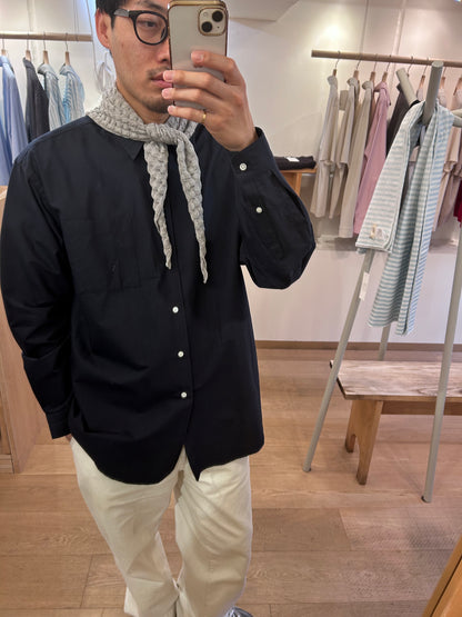 FUJI SILK COTTON STANDARD SHIRT-NAVY-