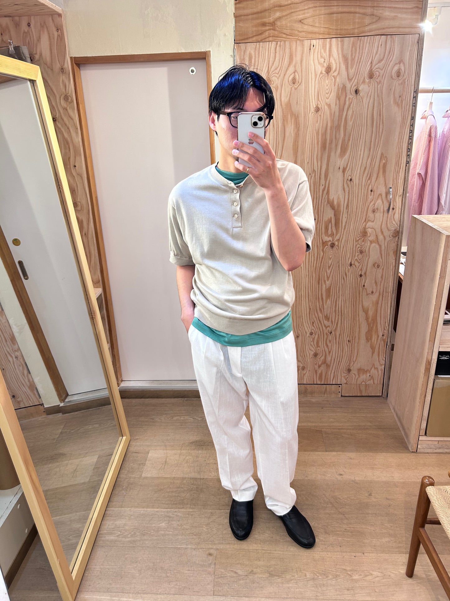 Ernie Palo Henry Neck S/S Knit -Beige-