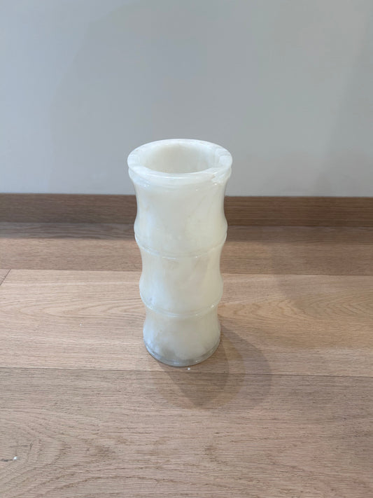 Bamboo Form Stone Vase – White