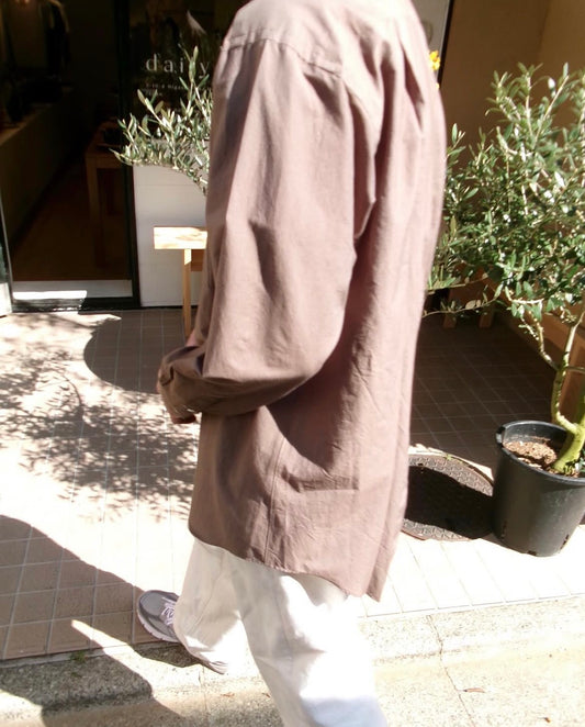 FUJI SILK COTTON STANDARD SHIRT-Brown-