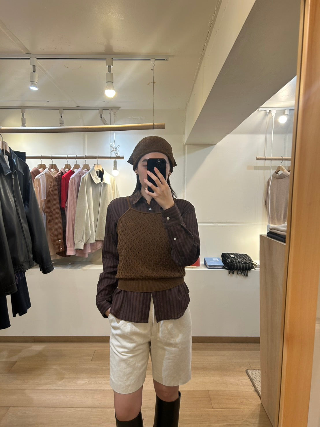FUJI LENO WEAVE COTTON STRIPE SHIRT