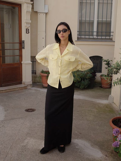 Ernie Palo Silk Long Skirt -Black-