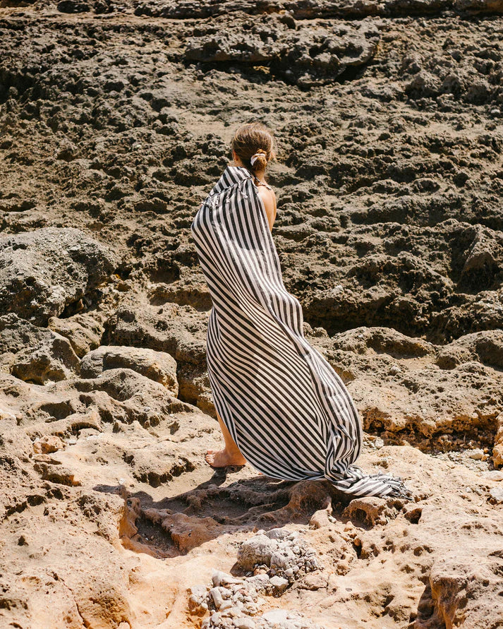 Mizar&Alcor Bath&Hand Towel -Striped Black-